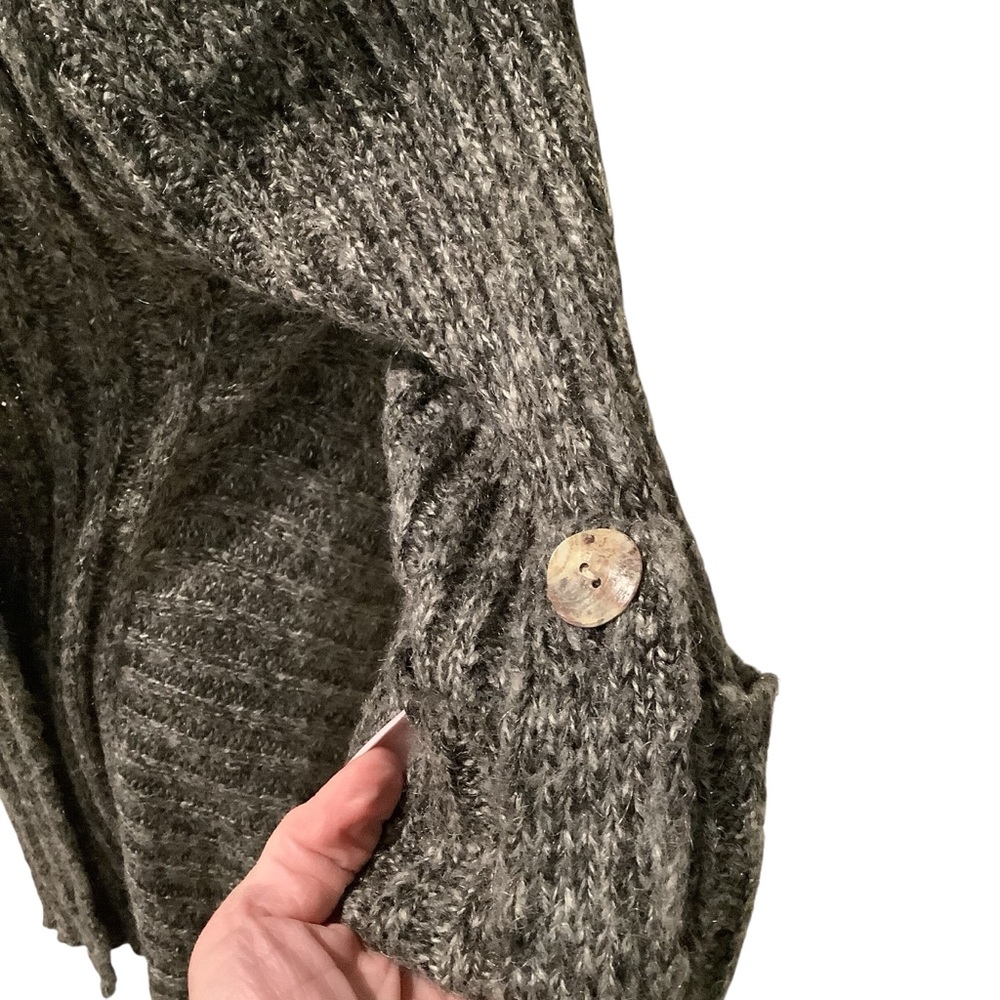 BCBGMaxAzria Women’s Charcoal Knit Cowl Neck Cardigan Full Length Sweater - Picture 7 of 8